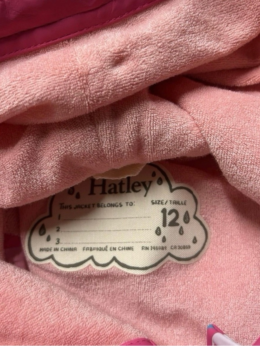 Girls Hatley Pink Rain Jacket With Unicorns Size 12 - Picture 4 of 5